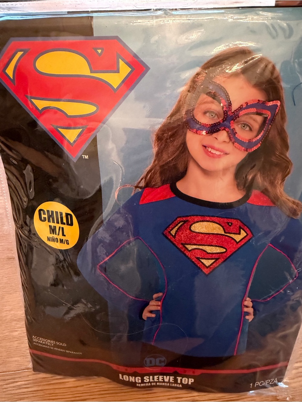 DC Comics Supergirl Kids Long Sleeve Top - Blue, Red,